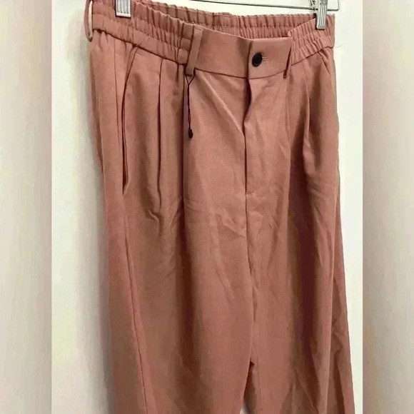 ZARA Women's Trouser Pants High Waisted Pink Size S Pockets Elastic Waist NWOT - Picture 4 of 7